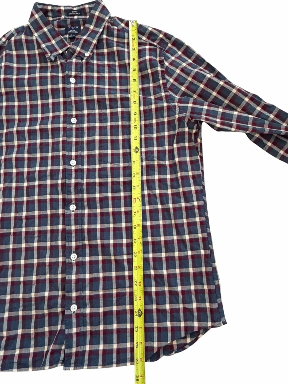 J.Crew Flex Washed Slim Untucked Plaid Long Sleeve Button Down Shirt Large